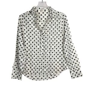 Polka Dot Top S J Crew Sheer Long Sleeve Button Up Romatic Flowey
